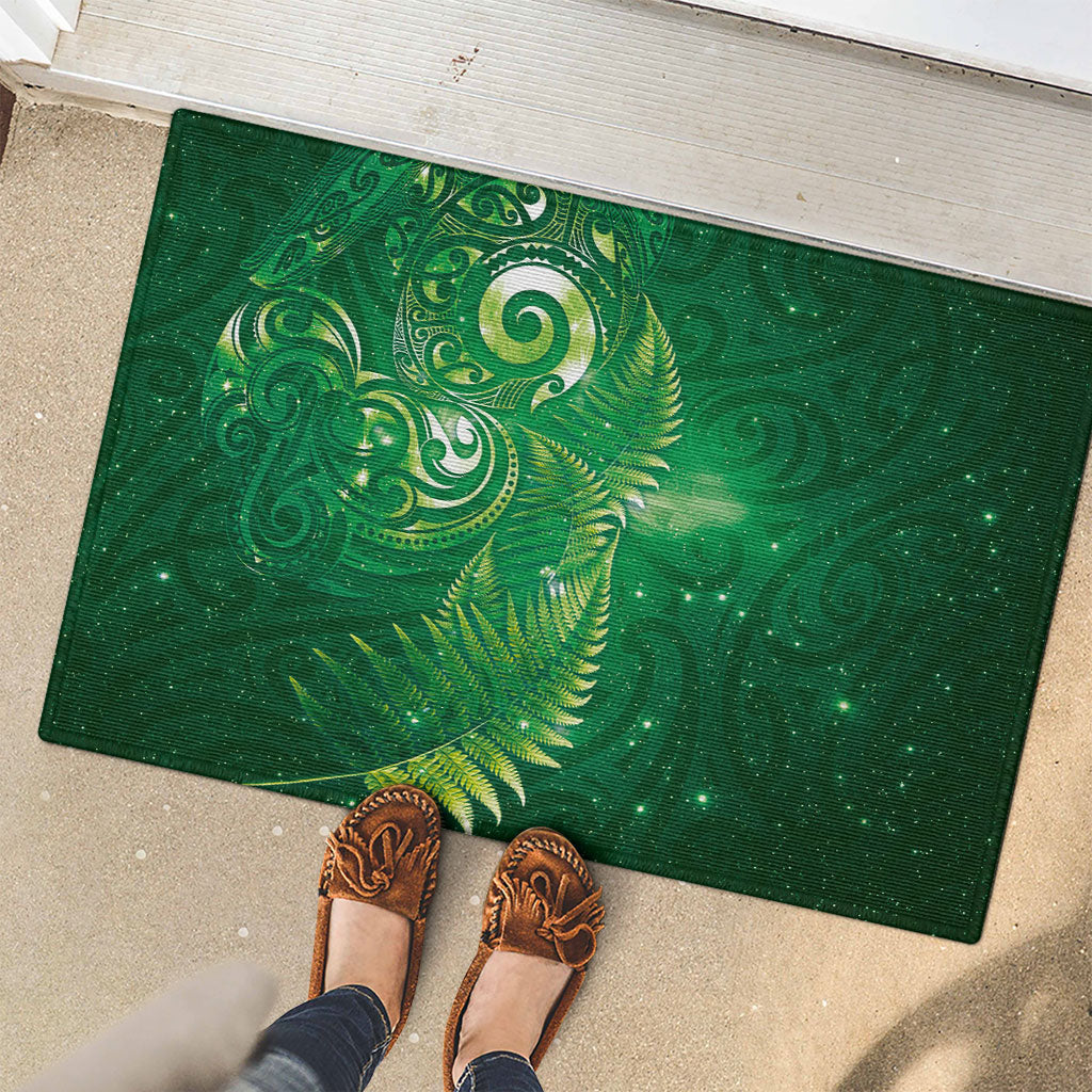 Aotearoa New Zealand New Year Rubber Doormat Tribal Koru Tattoo Green Galaxy Maori Silver Fern LT03 - Polynesian Pride