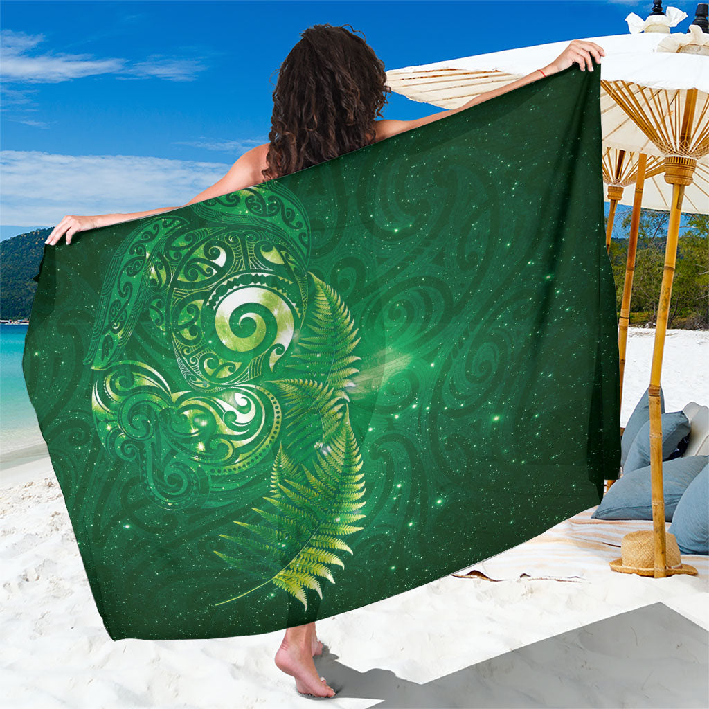 Aotearoa New Zealand New Year Sarong Tribal Koru Tattoo Green Galaxy Maori Silver Fern