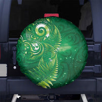 Aotearoa New Zealand New Year Spare Tire Cover Tribal Koru Tattoo Green Galaxy Maori Silver Fern LT03 No hole Green - Polynesian Pride