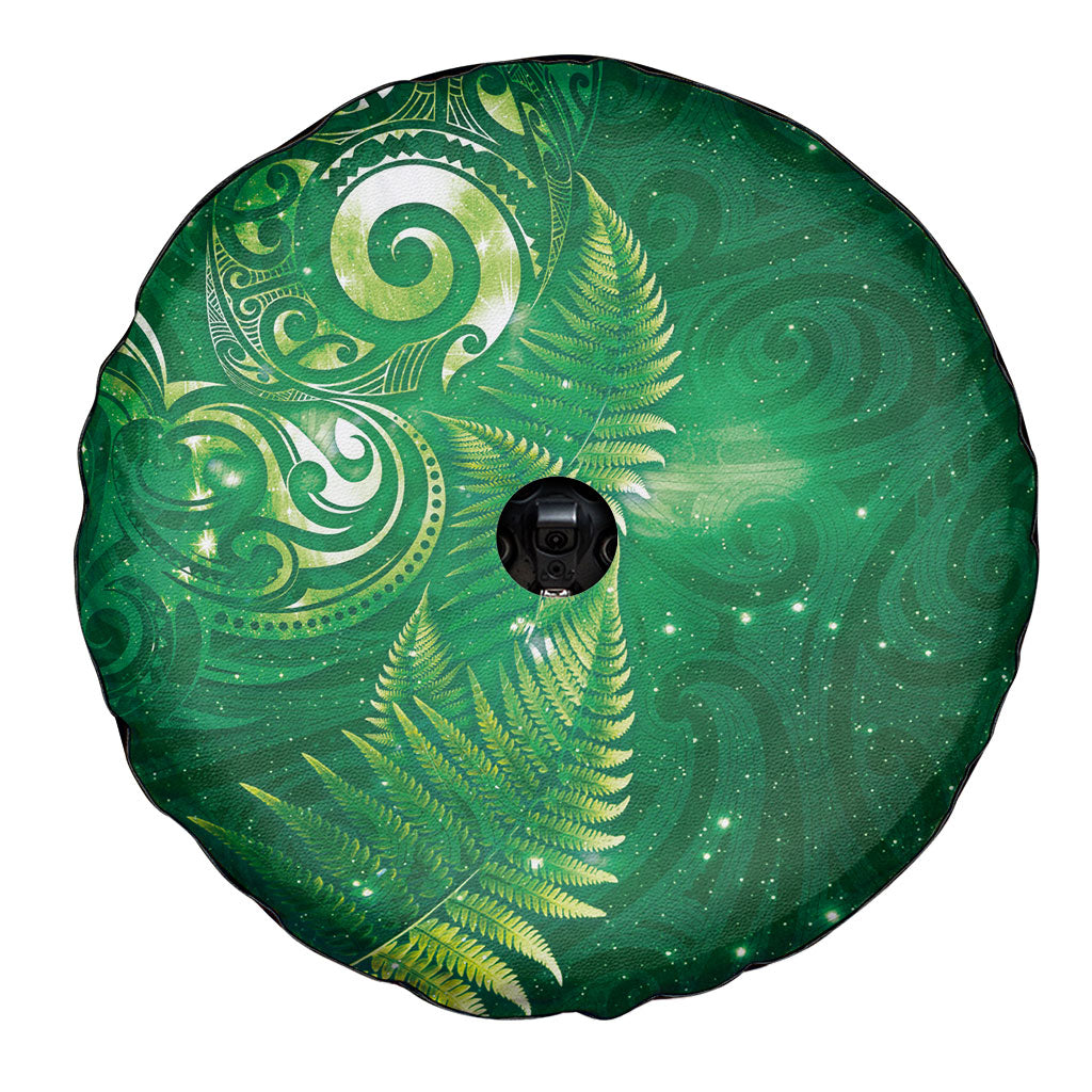 Aotearoa New Zealand New Year Spare Tire Cover Tribal Koru Tattoo Green Galaxy Maori Silver Fern LT03 - Polynesian Pride