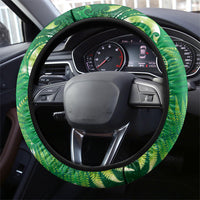 Aotearoa New Zealand New Year Steering Wheel Cover Tribal Koru Tattoo Green Galaxy Maori Silver Fern LT03 - Polynesian Pride