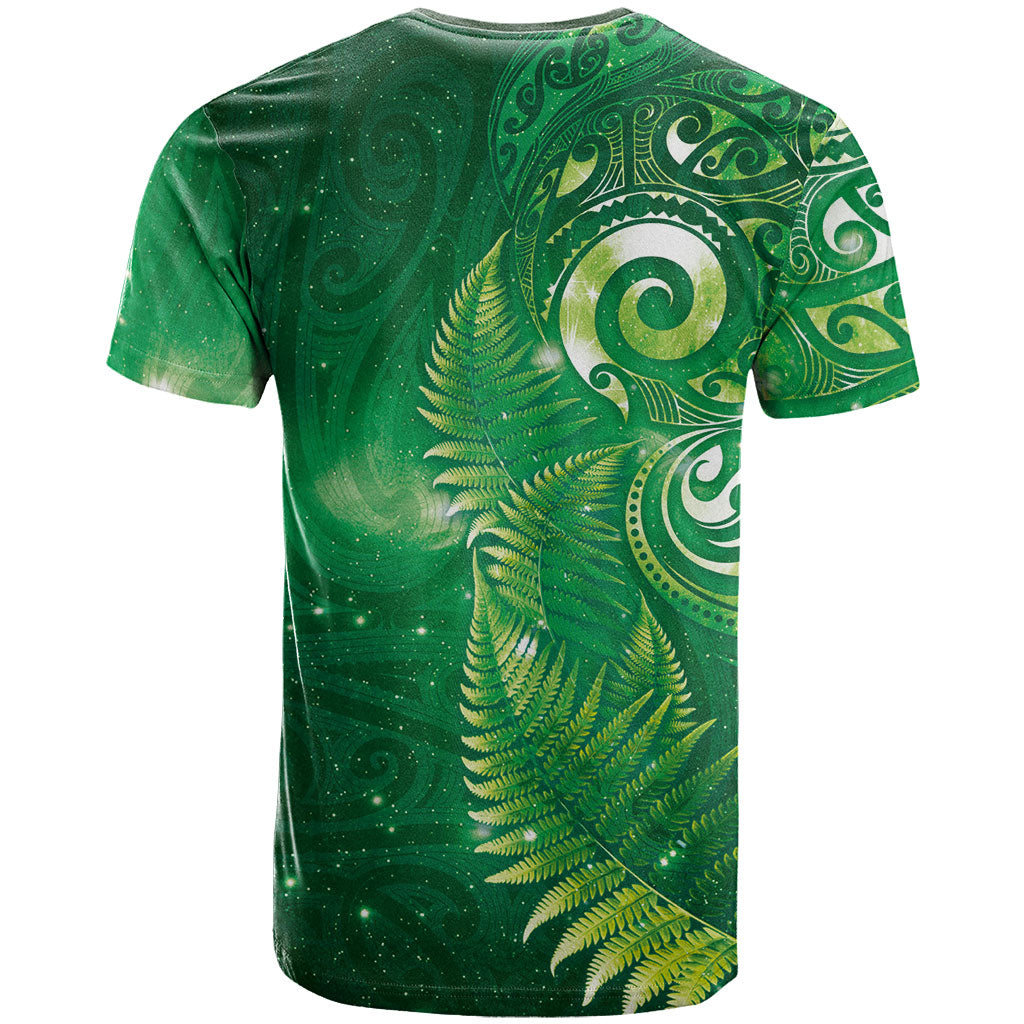 Aotearoa New Zealand New Year T Shirt Tribal Koru Tattoo Green Galaxy Maori Silver Fern LT03 - Polynesian Pride