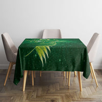 Aotearoa New Zealand New Year Tablecloth Tribal Koru Tattoo Green Galaxy Maori Silver Fern