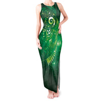 Aotearoa New Zealand New Year Tank Maxi Dress Tribal Koru Tattoo Green Galaxy Maori Silver Fern LT03 Women Green - Polynesian Pride