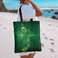 Aotearoa New Zealand New Year Tote Bag Tribal Koru Tattoo Green Galaxy Maori Silver Fern LT03 - Polynesian Pride