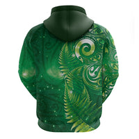 Aotearoa New Zealand New Year Zip Hoodie Tribal Koru Tattoo Green Galaxy Maori Silver Fern LT03 - Polynesian Pride
