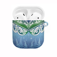 Aotearoa New Zealand New Year AirPods Case Maori Motifs with Silver Fern and Matariki Stars LT03 Multicolor - Polynesian Pride