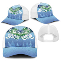 Aotearoa New Zealand New Year Baseball Net Cap Maori Motifs with Silver Fern and Matariki Stars LT03 - Polynesian Pride
