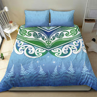 Aotearoa New Zealand New Year Bedding Set Maori Motifs with Silver Fern and Matariki Stars LT03 - Polynesian Pride