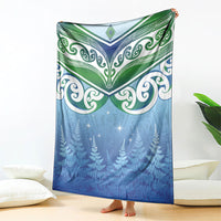 Aotearoa New Zealand New Year Blanket Maori Motifs with Silver Fern and Matariki Stars LT03 - Polynesian Pride