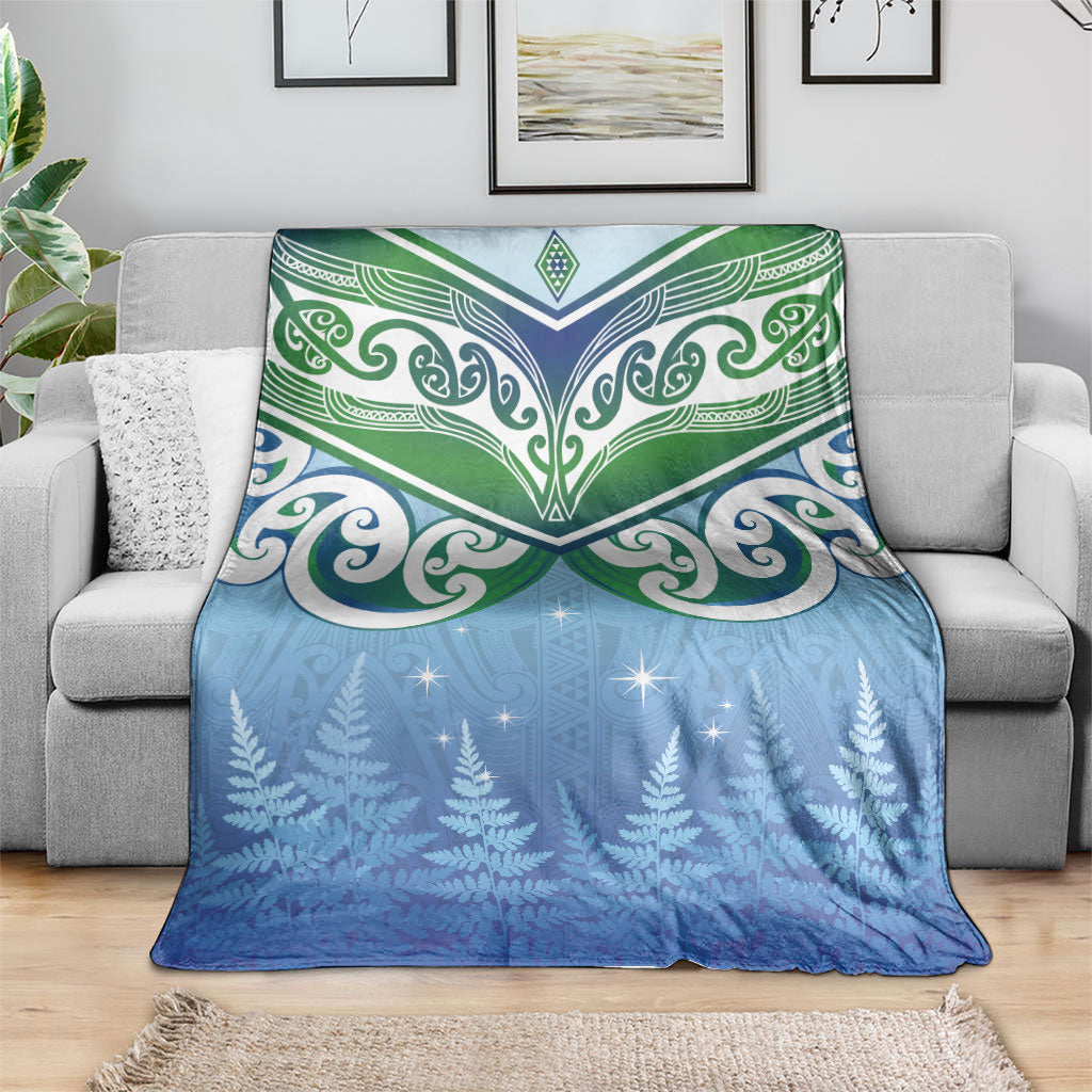 Aotearoa New Zealand New Year Blanket Maori Motifs with Silver Fern and Matariki Stars LT03 - Polynesian Pride