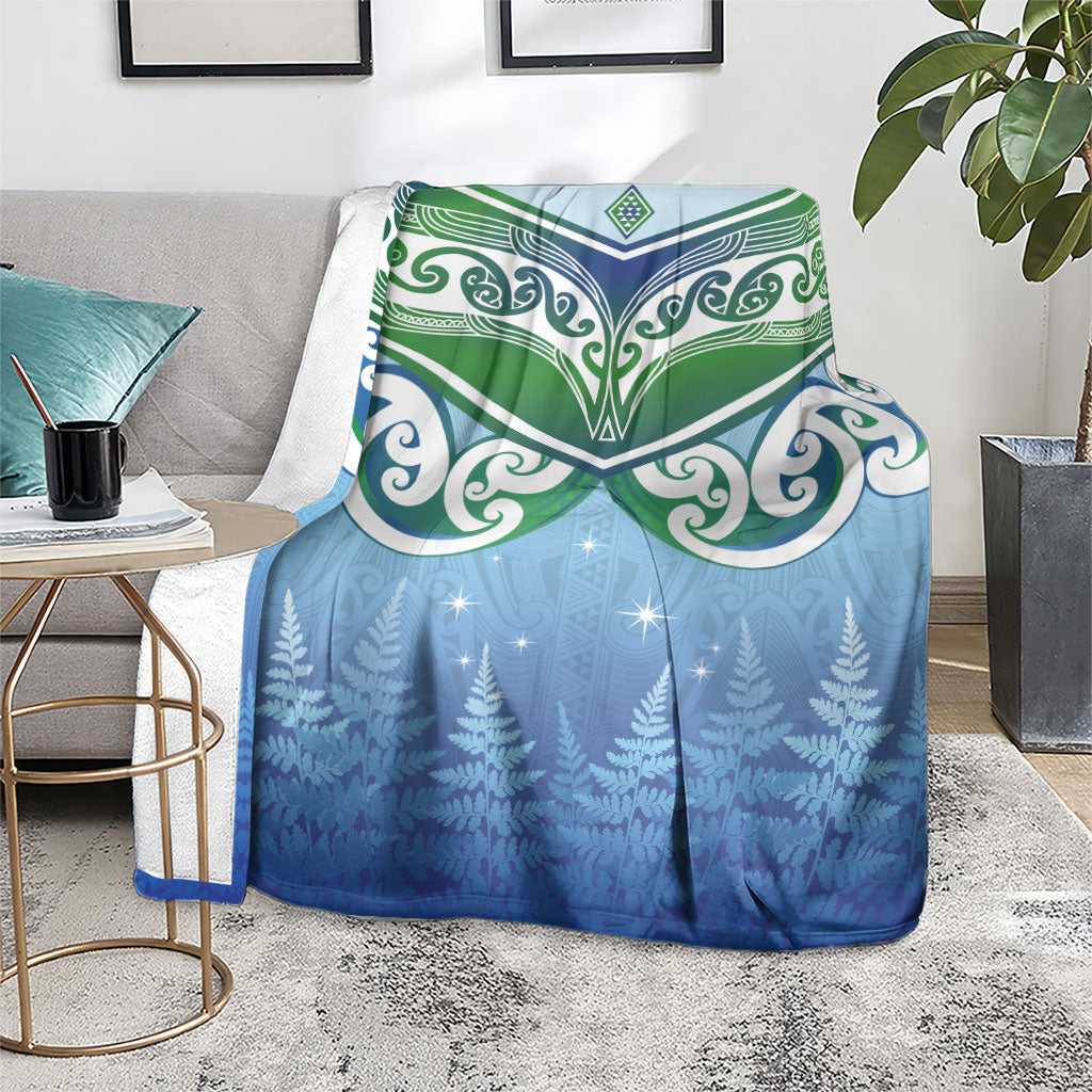 Aotearoa New Zealand New Year Blanket Maori Motifs with Silver Fern and Matariki Stars LT03 - Polynesian Pride