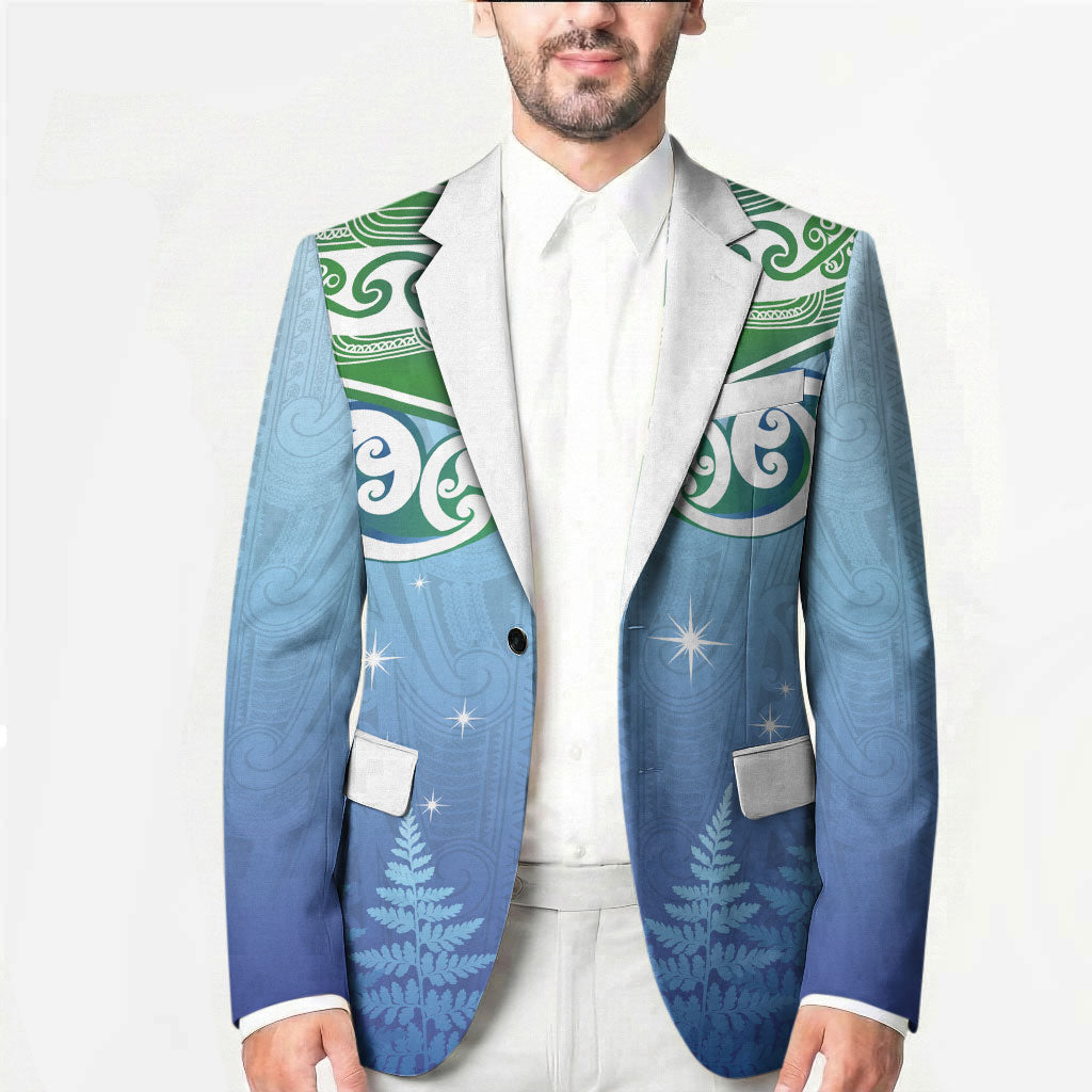 Aotearoa New Zealand New Year Blazer Maori Motifs with Silver Fern and Matariki Stars LT03 - Polynesian Pride