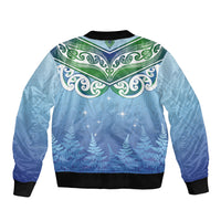 Aotearoa New Zealand New Year Bomber Jacket Maori Motifs with Silver Fern and Matariki Stars LT03 - Polynesian Pride