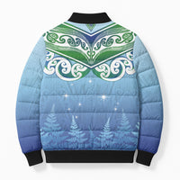 Aotearoa New Zealand New Year Bomber Puffer Jacket Maori Motifs with Silver Fern and Matariki Stars LT03 - Polynesian Pride