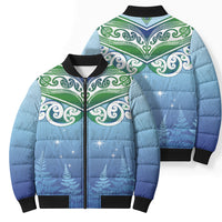 Aotearoa New Zealand New Year Bomber Puffer Jacket Maori Motifs with Silver Fern and Matariki Stars LT03 - Polynesian Pride
