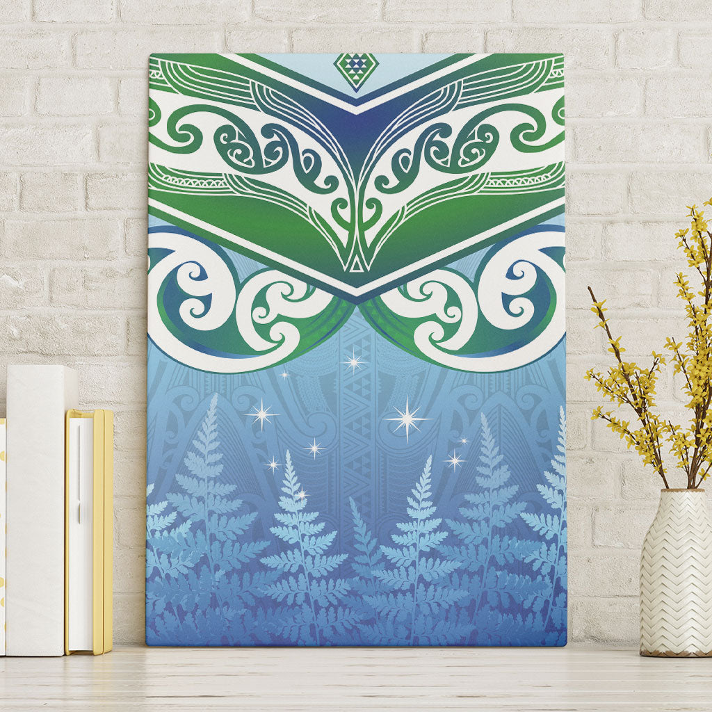 Aotearoa New Zealand New Year Canvas Wall Art Maori Motifs with Silver Fern and Matariki Stars LT03 Without Frame Multicolor - Polynesian Pride