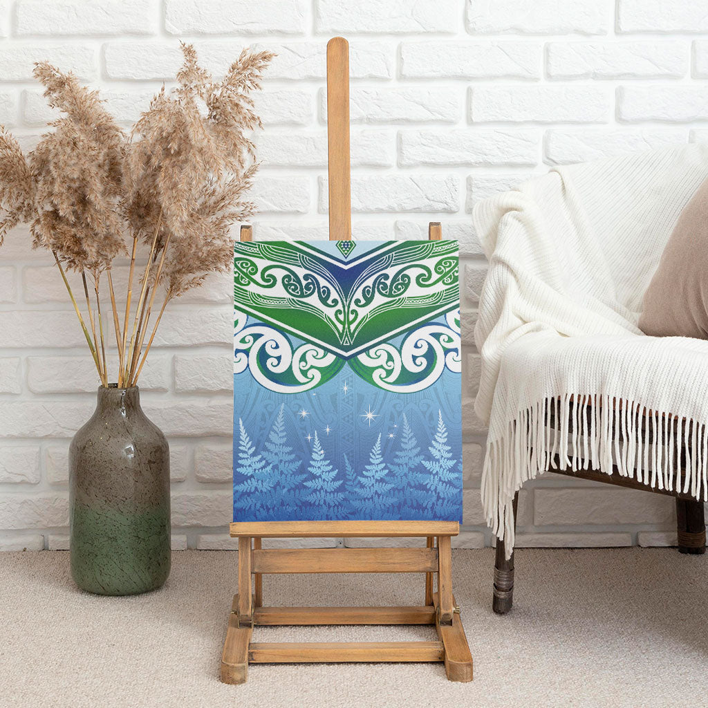 Aotearoa New Zealand New Year Canvas Wall Art Maori Motifs with Silver Fern and Matariki Stars LT03 - Polynesian Pride