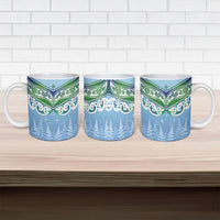 Aotearoa New Zealand New Year Ceramic Mug Maori Motifs with Silver Fern and Matariki Stars