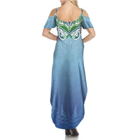 Aotearoa New Zealand New Year Family Matching Summer Maxi Dress and Hawaiian Shirt Maori Motifs with Silver Fern and Matariki Stars LT03 - Polynesian Pride
