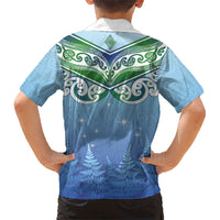Aotearoa New Zealand New Year Family Matching Tank Maxi Dress and Hawaiian Shirt Maori Motifs with Silver Fern and Matariki Stars LT03 - Polynesian Pride