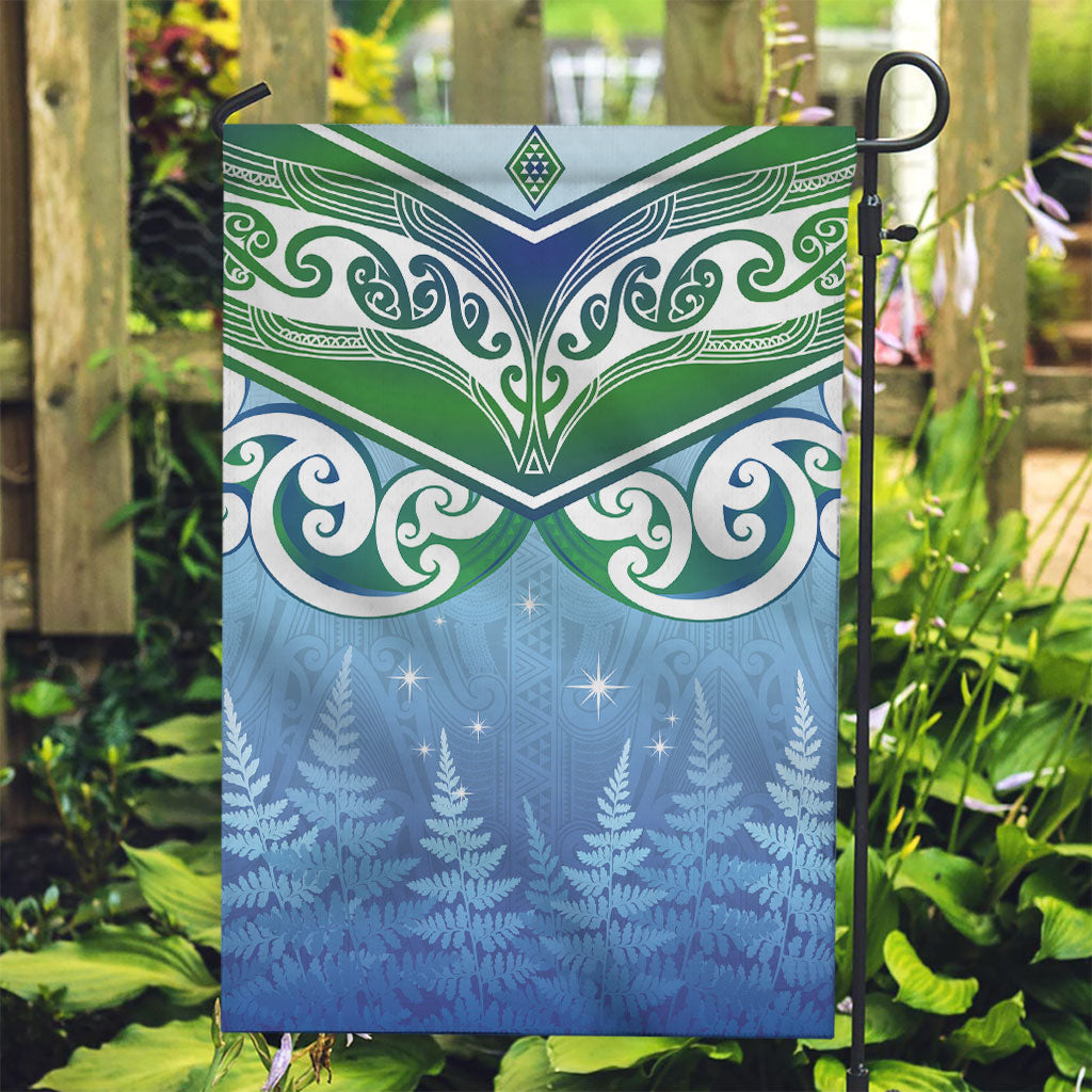 Aotearoa New Zealand New Year Garden Flag Maori Motifs with Silver Fern and Matariki Stars LT03 Garden Flag Multicolor - Polynesian Pride
