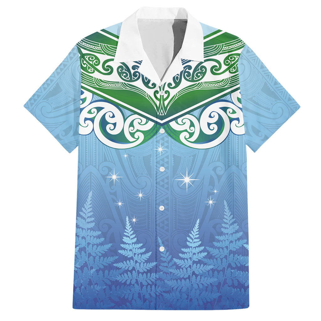 Aotearoa New Zealand New Year Hawaiian Shirt Maori Motifs with Silver Fern and Matariki Stars LT03 Multicolor - Polynesian Pride