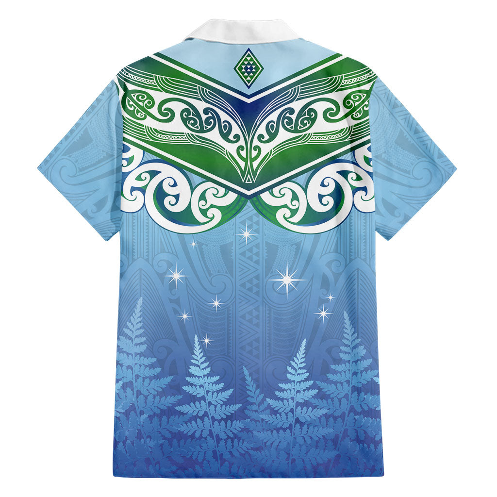 Aotearoa New Zealand New Year Hawaiian Shirt Maori Motifs with Silver Fern and Matariki Stars LT03 - Polynesian Pride