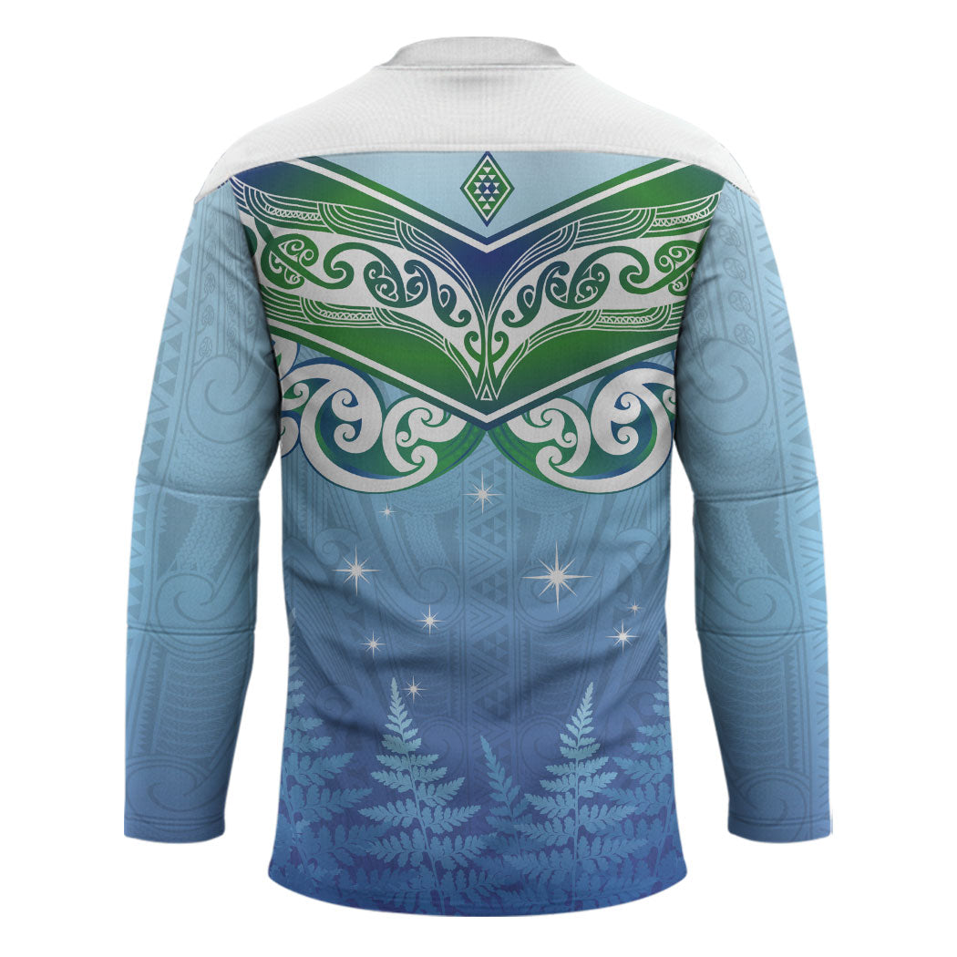 Aotearoa New Zealand New Year Hockey Jersey Maori Motifs with Silver Fern and Matariki Stars LT03 - Polynesian Pride