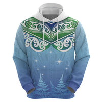 Aotearoa New Zealand New Year Hoodie Maori Motifs with Silver Fern and Matariki Stars LT03 - Polynesian Pride