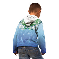 Aotearoa New Zealand New Year Kid Hoodie Maori Motifs with Silver Fern and Matariki Stars LT03 - Polynesian Pride