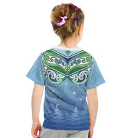 Aotearoa New Zealand New Year Kid T Shirt Maori Motifs with Silver Fern and Matariki Stars LT03 - Polynesian Pride