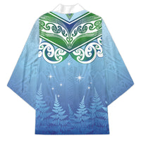 Aotearoa New Zealand New Year Kimono Maori Motifs with Silver Fern and Matariki Stars
