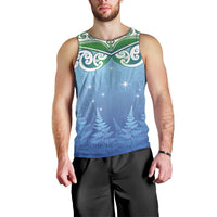 Aotearoa New Zealand New Year Men Tank Top Maori Motifs with Silver Fern and Matariki Stars LT03 - Polynesian Pride