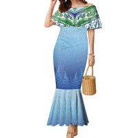 Aotearoa New Zealand New Year Mermaid Dress Maori Motifs with Silver Fern and Matariki Stars LT03 Women Multicolor - Polynesian Pride