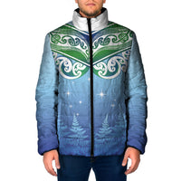 Aotearoa New Zealand New Year Padded Jacket Maori Motifs with Silver Fern and Matariki Stars LT03 Men Multicolor - Polynesian Pride