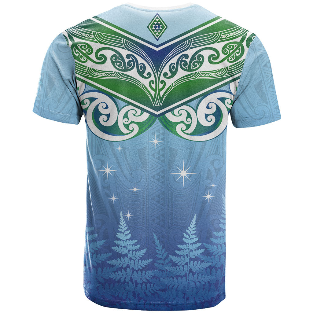 Aotearoa New Zealand New Year T Shirt Maori Motifs with Silver Fern and Matariki Stars LT03 - Polynesian Pride