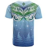Aotearoa New Zealand New Year T Shirt Maori Motifs with Silver Fern and Matariki Stars LT03 - Polynesian Pride