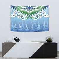 Aotearoa New Zealand New Year Tapestry Maori Motifs with Silver Fern and Matariki Stars LT03 - Polynesian Pride