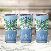 Aotearoa New Zealand New Year Tumbler Cup Maori Motifs with Silver Fern and Matariki Stars LT03 - Polynesian Pride