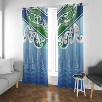 Aotearoa New Zealand New Year Window Curtain Maori Motifs with Silver Fern and Matariki Stars LT03 With Grommets Multicolor - Polynesian Pride