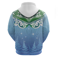 Aotearoa New Zealand New Year Zip Hoodie Maori Motifs with Silver Fern and Matariki Stars LT03 - Polynesian Pride