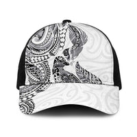 Aotearoa Moko Tribal Tattoo Baseball Net Cap New Zealand Maori Penguin and Fantail White Color LT03 One Size Black White - Polynesian Pride
