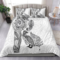 Aotearoa Moko Tribal Tattoo Bedding Set New Zealand Maori Penguin and Fantail White Color LT03 - Polynesian Pride