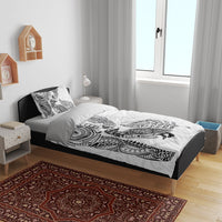 Aotearoa Moko Tribal Tattoo Bedding Set New Zealand Maori Penguin and Fantail White Color LT03 - Polynesian Pride