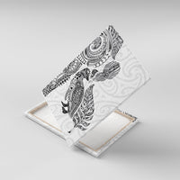 Aotearoa Moko Tribal Tattoo Canvas Wall Art New Zealand Maori Penguin and Fantail White Color LT03 With Frame White - Polynesian Pride