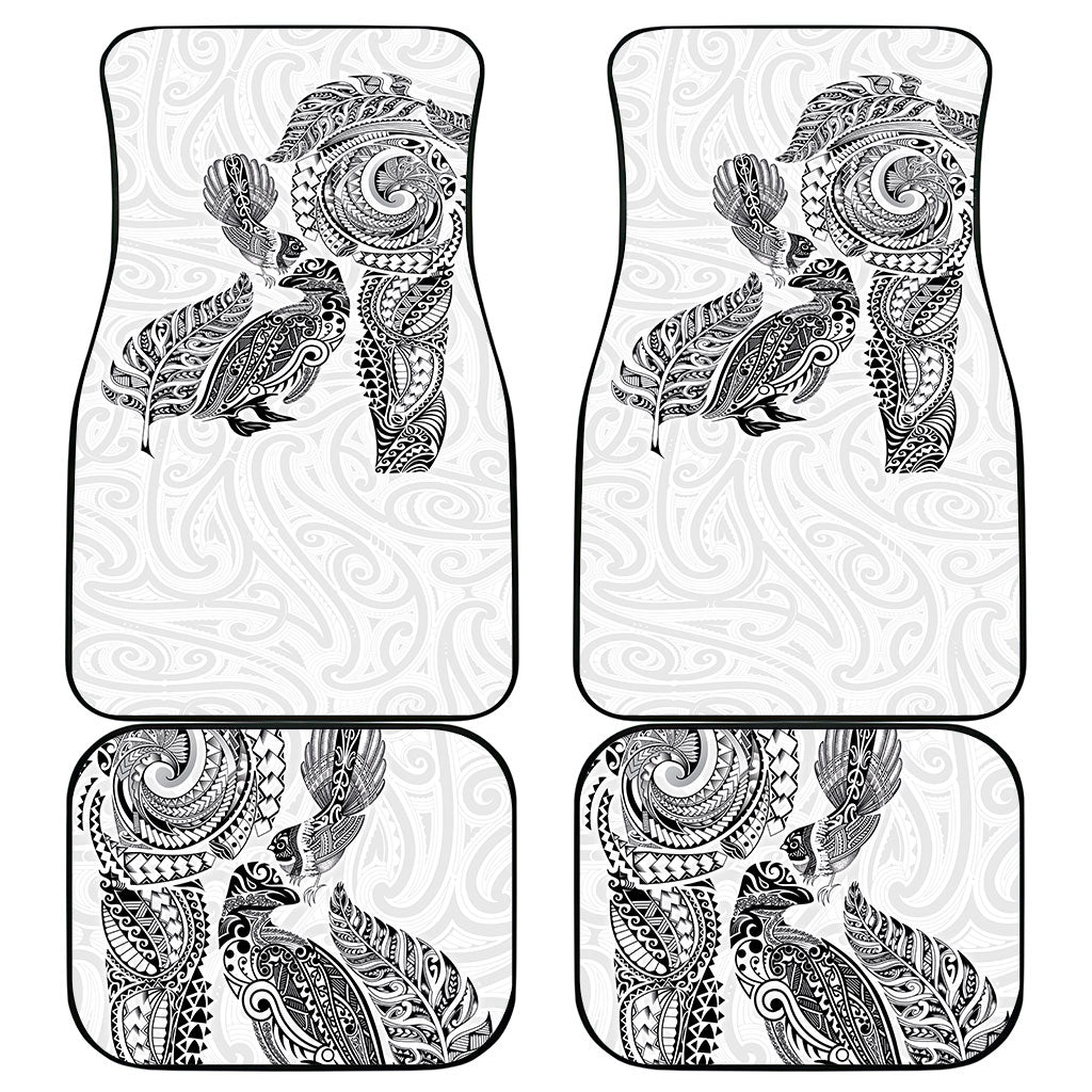 Aotearoa Moko Tribal Tattoo Car Mats New Zealand Maori Penguin and Fantail White Color LT03 - Polynesian Pride