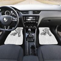 Aotearoa Moko Tribal Tattoo Car Mats New Zealand Maori Penguin and Fantail White Color LT03 Set 2pcs - Front White - Polynesian Pride