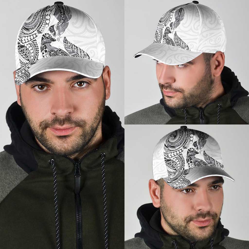 Aotearoa Moko Tribal Tattoo Classic Cap New Zealand Maori Penguin and Fantail White Color
