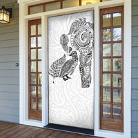 Aotearoa Moko Tribal Tattoo Door Cover New Zealand Maori Penguin and Fantail White Color